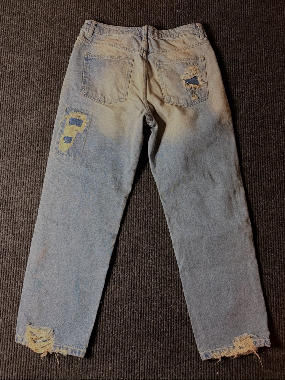 Free People Light Blue Distressed Ankle Jeans with Floral Patch Inset - Picture 6 of 6